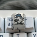 1U Titanium Alloy Artisan Keycaps Precision Pointillism + Anodizing for Mechanical Keyboard -Yamada Ryo
